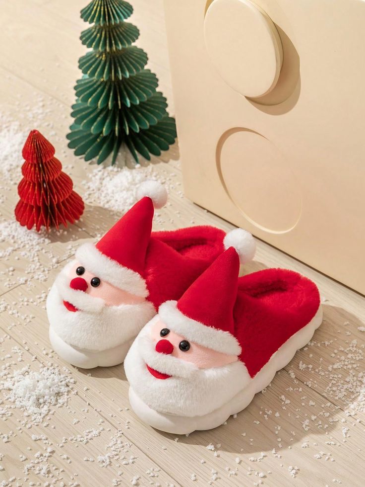 “Winter Cheer” Santa Slippers – Cozy Elegance for the Holiday Season