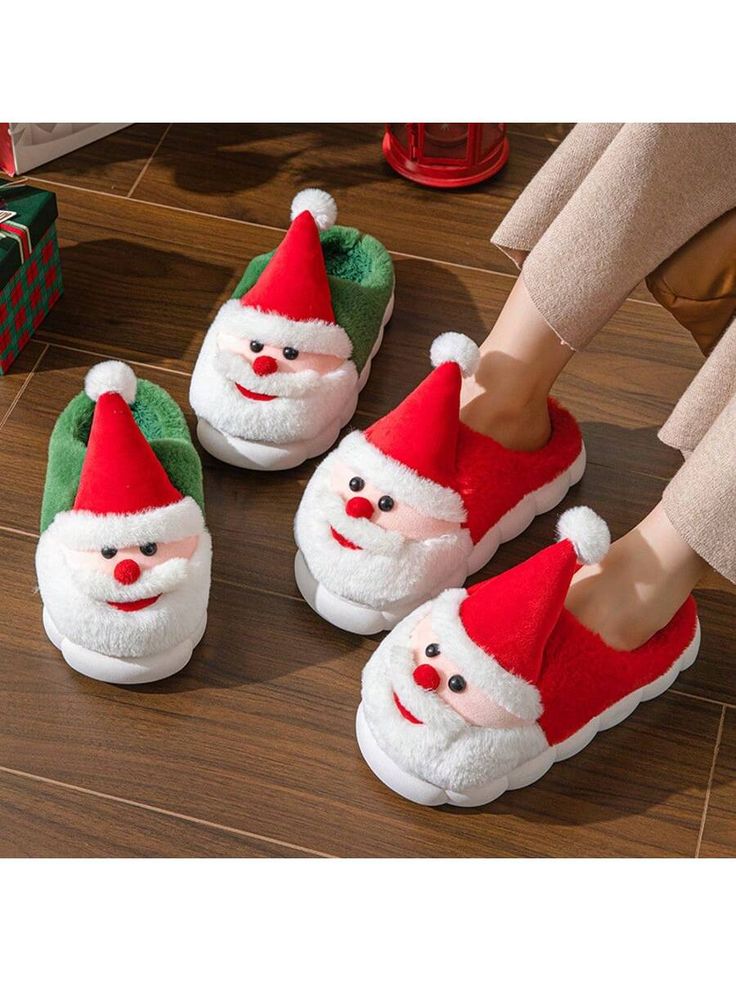 “Winter Cheer” Santa Slippers – Cozy Elegance for the Holiday Season