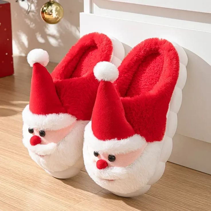 “Winter Cheer” Santa Slippers – Cozy Elegance for the Holiday Season